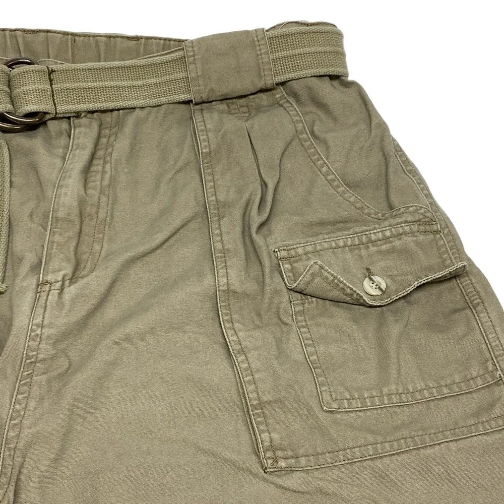 XX STAT Cotton Shorts Mens Lg Khaki Cargo‎ Utilitarian D Ring Belt Outdoor Belt